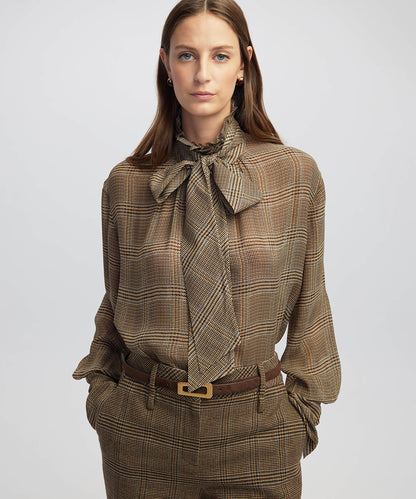 Fularlı Ekose Desen Gömlek