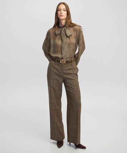 Fularlı Ekose Desen Gömlek