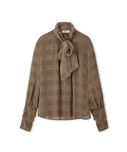 Fularlı Ekose Desen Gömlek