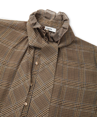 Fularlı Ekose Desen Gömlek