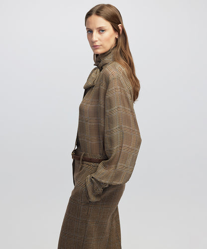 Fularlı Ekose Desen Gömlek