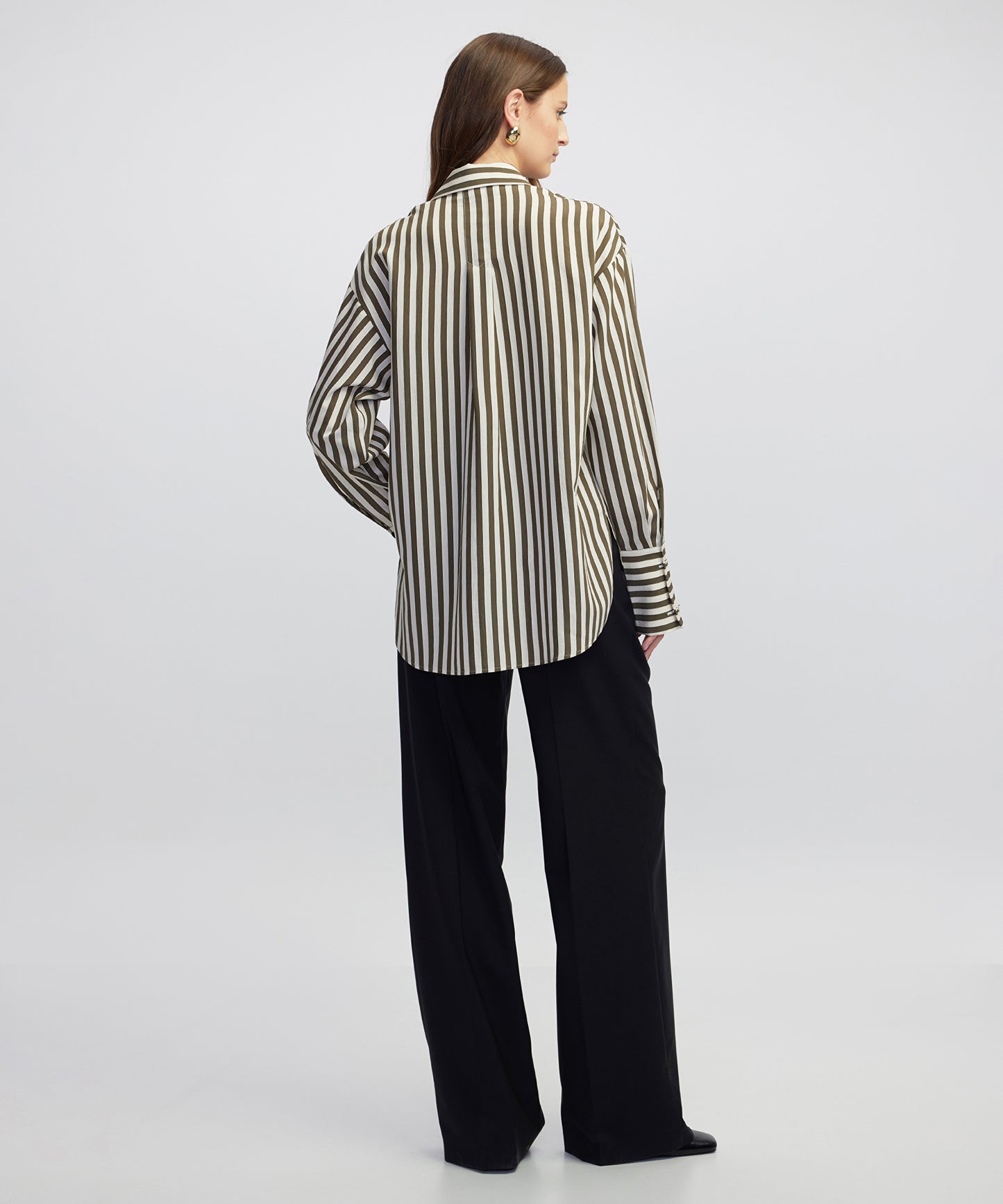 Çizgi Desen Düşük Omuz Gömlek