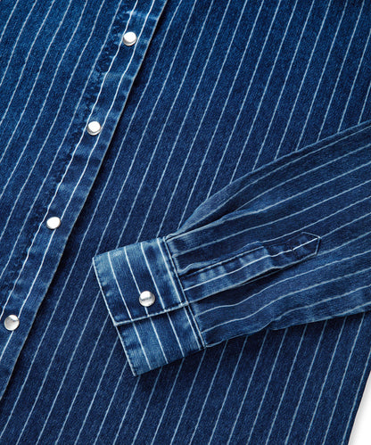 Çizgili Denim Gömlek