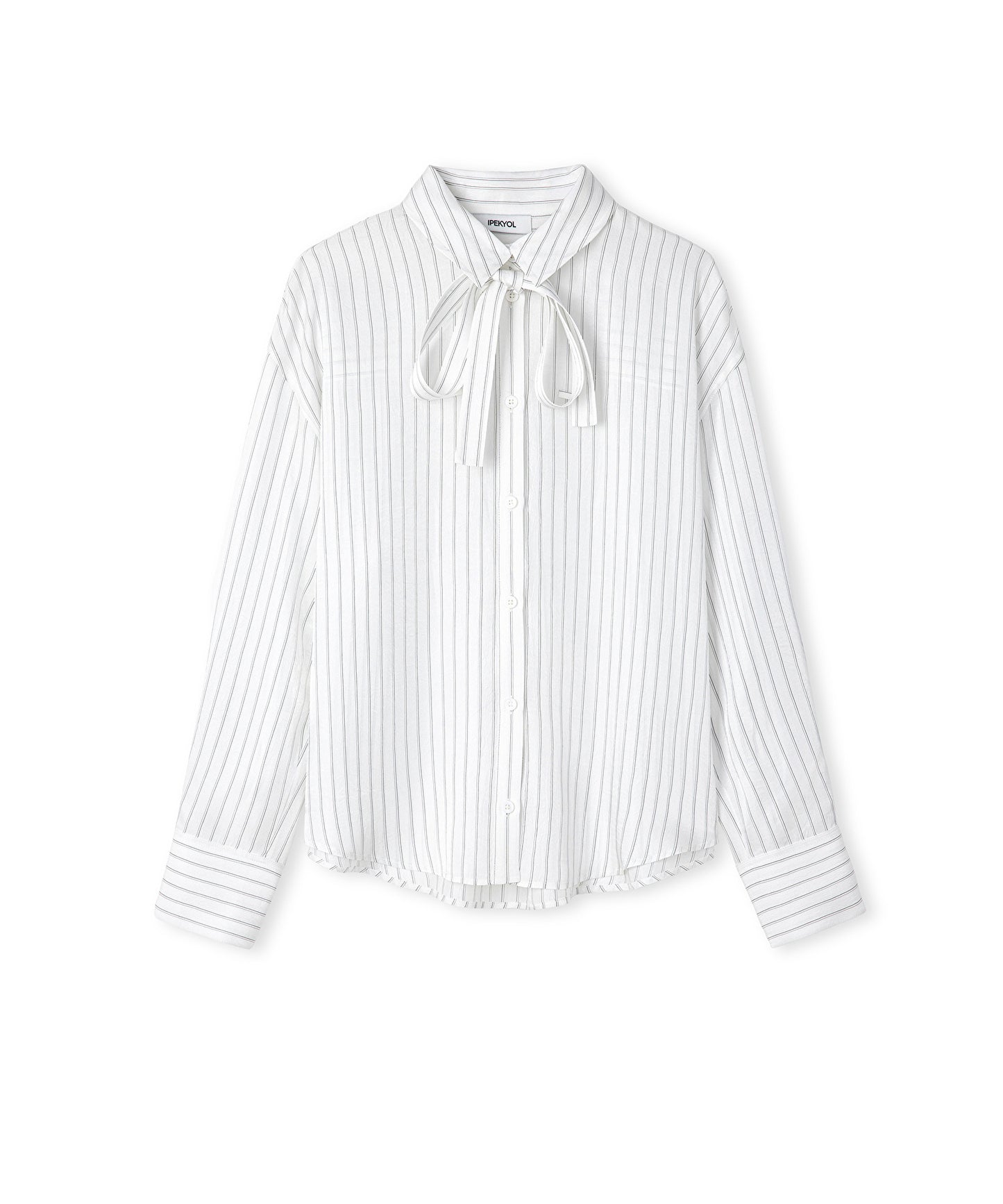 Çizgi Desen Fularlı Gömlek