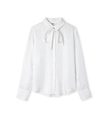 Çizgi Desen Fularlı Gömlek