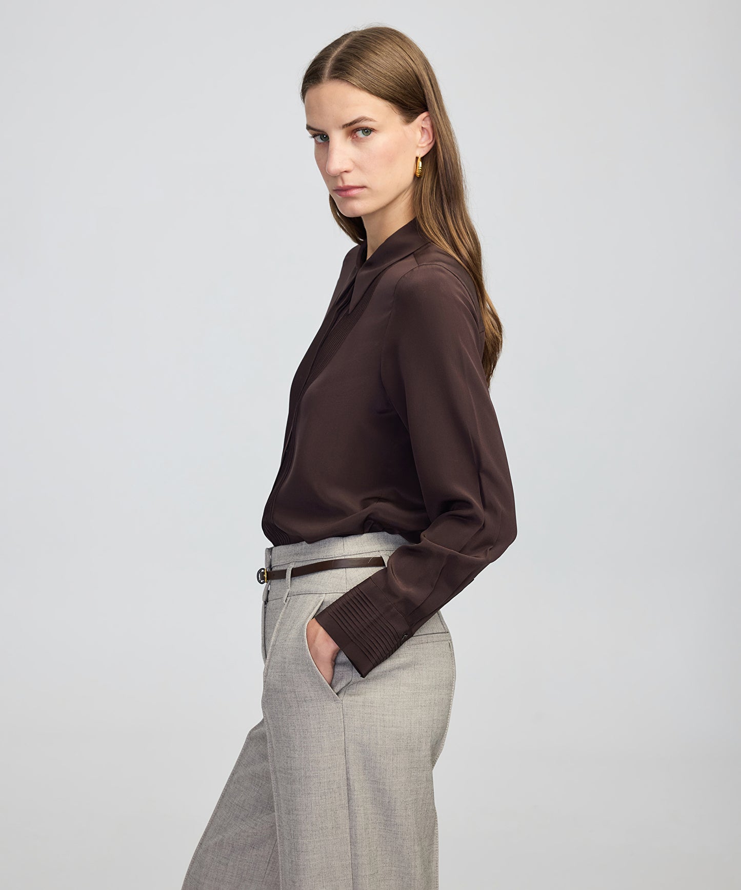 Nervürlü Ipek Gömlek