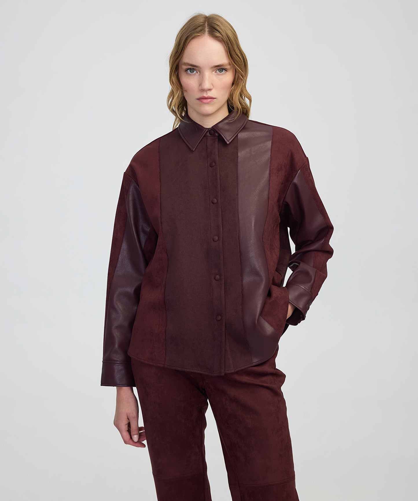 Kumaş Mix Colorblock Gömlek