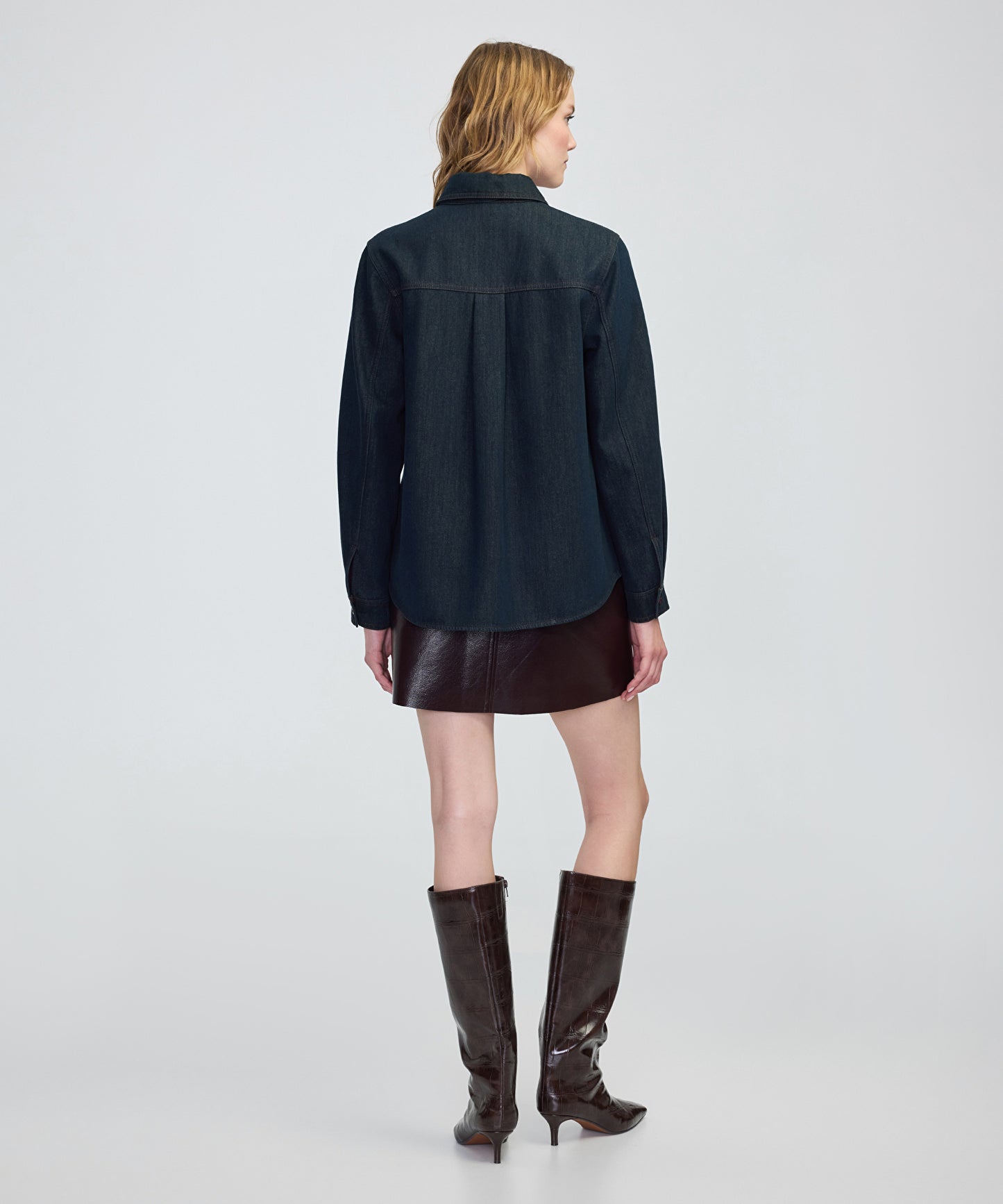 Boyundan Bağlamalı Denim Gömlek