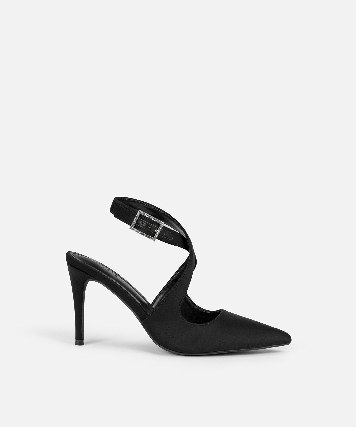 Kristal Taşlı Çaprak Bantlı Topuklu Ayakkabı