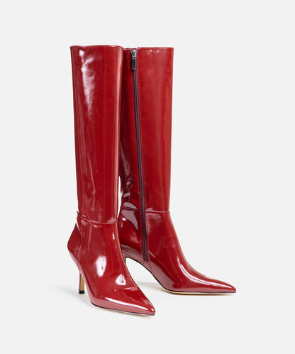 Rugan Görünümlü Topuklu Çizme