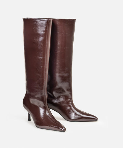 Deri Görünümlü Sivri Burun Çizme