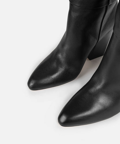 Blok Topuklu Deri Çizme