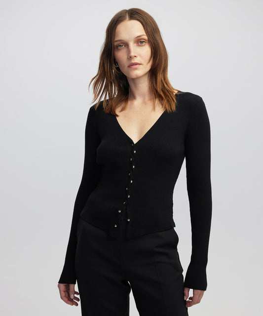 Metal Aksesuarlı Triko Hırka