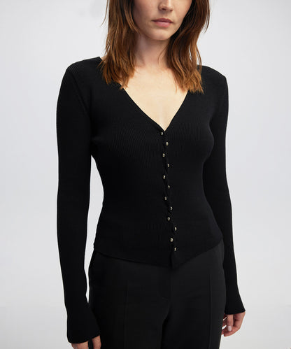 Metal Aksesuarlı Triko Hırka