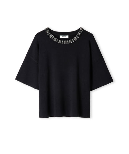Strass Taş Aksesuarlı Oversize Triko