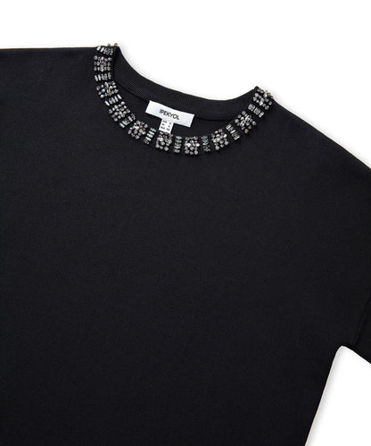 Strass Taş Aksesuarlı Oversize Triko