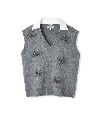 Kontrast Yakalı Işlemeli Süveter