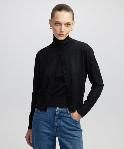 Hotfix Baskılı Raw Edge Hırka