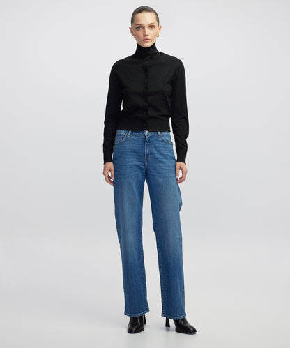 Hotfix Baskılı Raw Edge Hırka