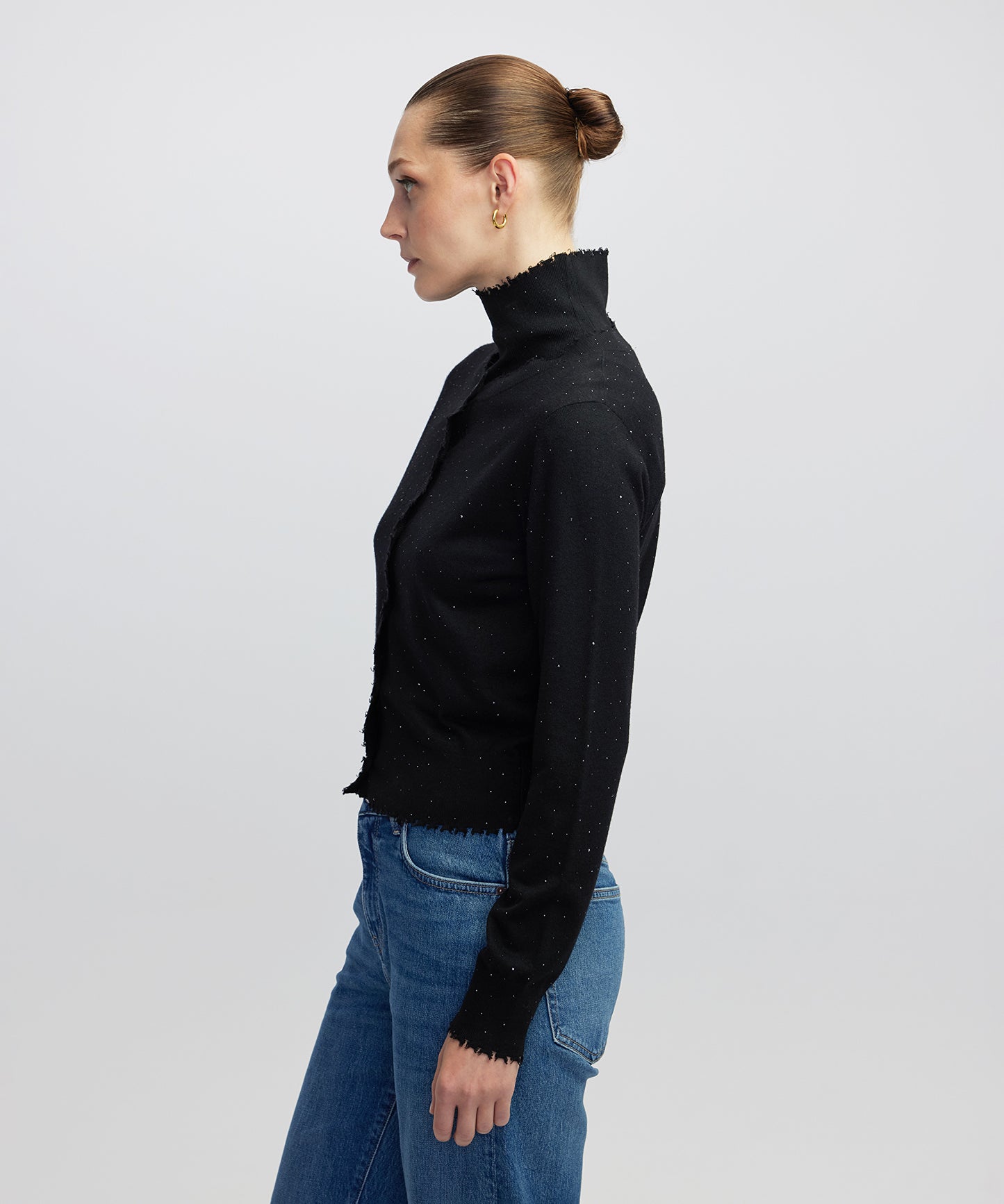 Hotfix Baskılı Raw Edge Hırka