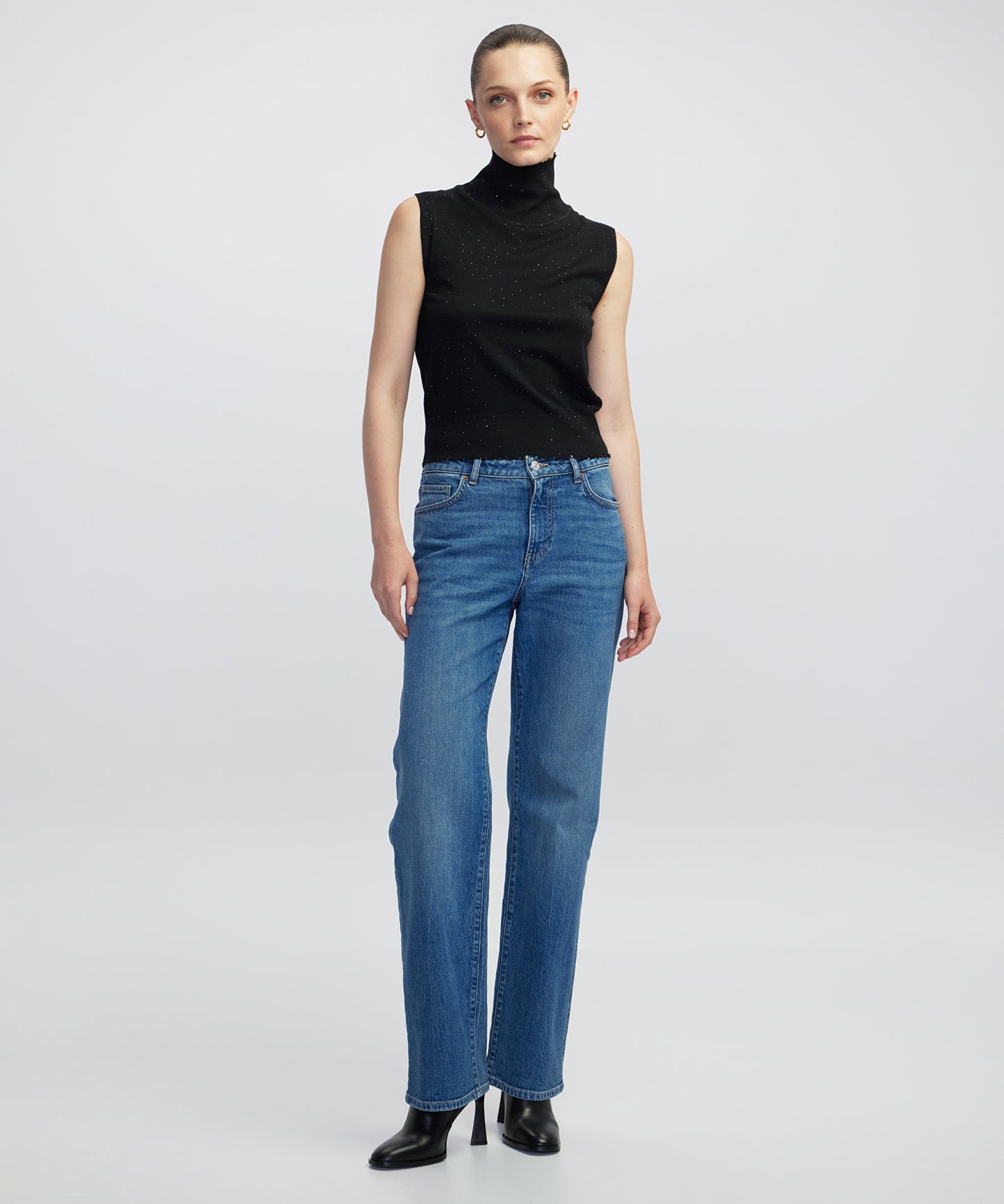 Balıkçı Yaka Hotfix Baskılı Triko