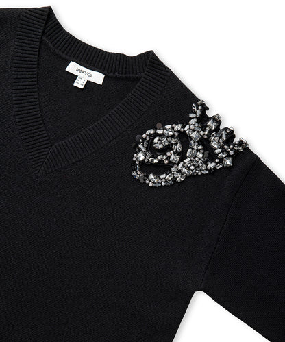 Strass Taş Ve Payet Aplikeli Triko