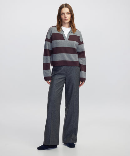 Gömlek Yaka Çizgi Desen Triko