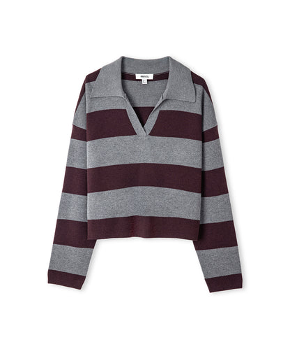 Gömlek Yaka Çizgi Desen Triko