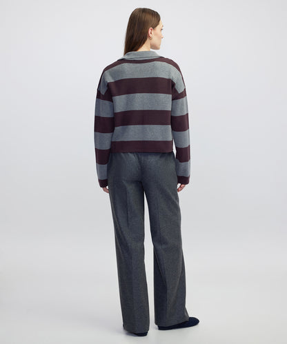 Gömlek Yaka Çizgi Desen Triko