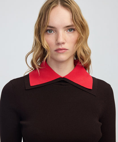 Çift Parça Görünüm Colorblock Triko