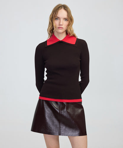 Çift Parça Görünüm Colorblock Triko