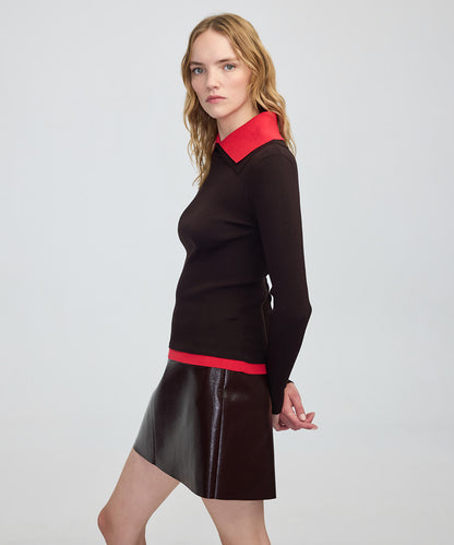 Çift Parça Görünüm Colorblock Triko