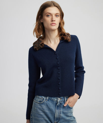 Kontrast Yaka Triko Hırka