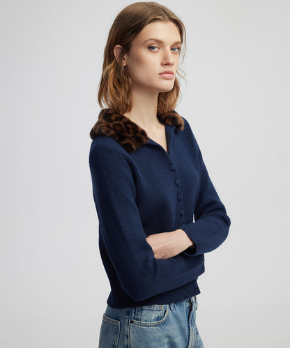 Kontrast Yaka Triko Hırka