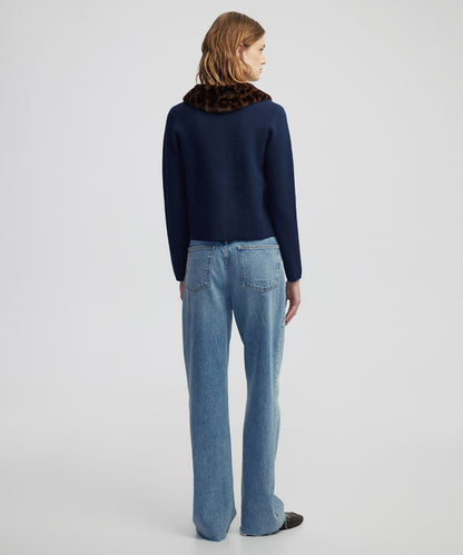 Kontrast Yaka Triko Hırka