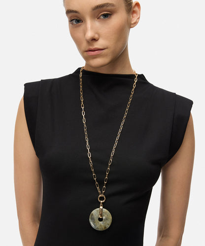 Kontrast Reçine Uçlu Zincir Kolye