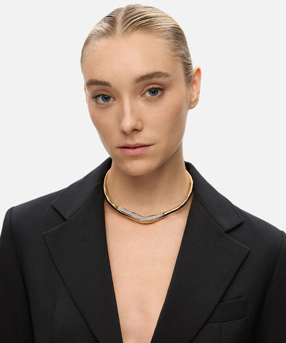 Kontrast Kristal Taşlı Plaka Kolye