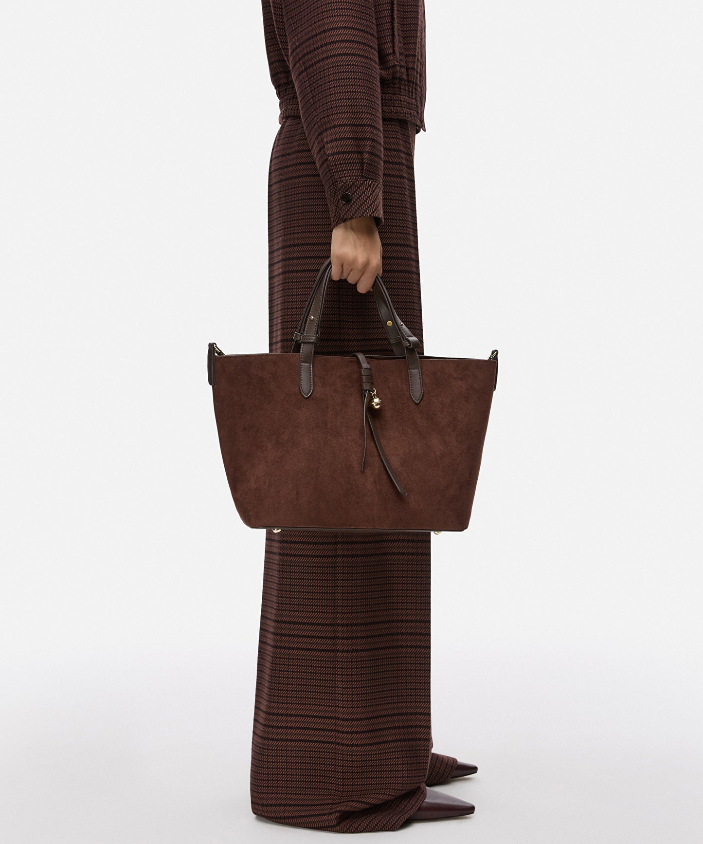 Kontrast Dokulu Çift Parça Çanta