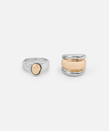 Çift Renkli Metal Yüzük Seti