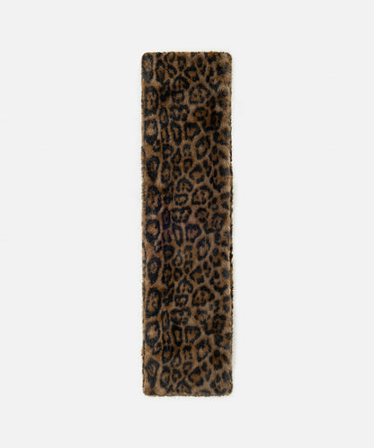 Leopar Desen Suni Kürklü Atkı