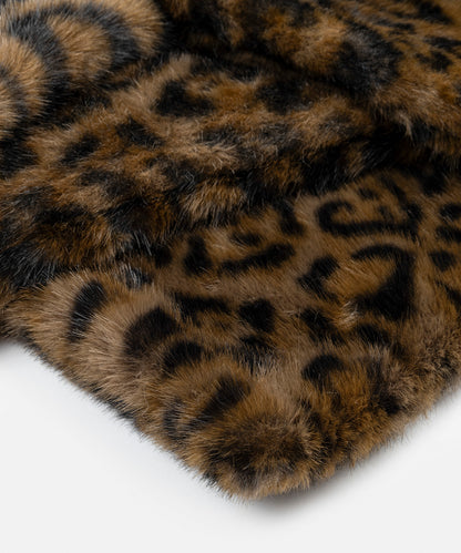 Leopar Desen Suni Kürklü Atkı