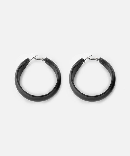 Deri Görünümlü Halka Küpe