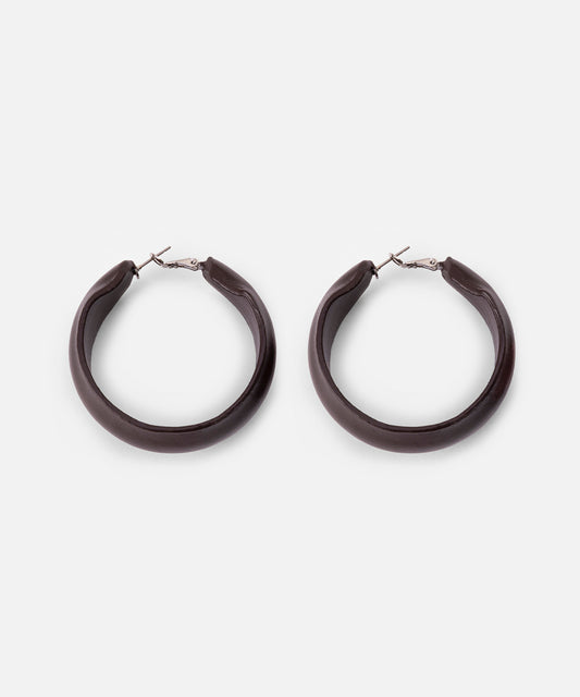 Deri Görünümlü Halka Küpe