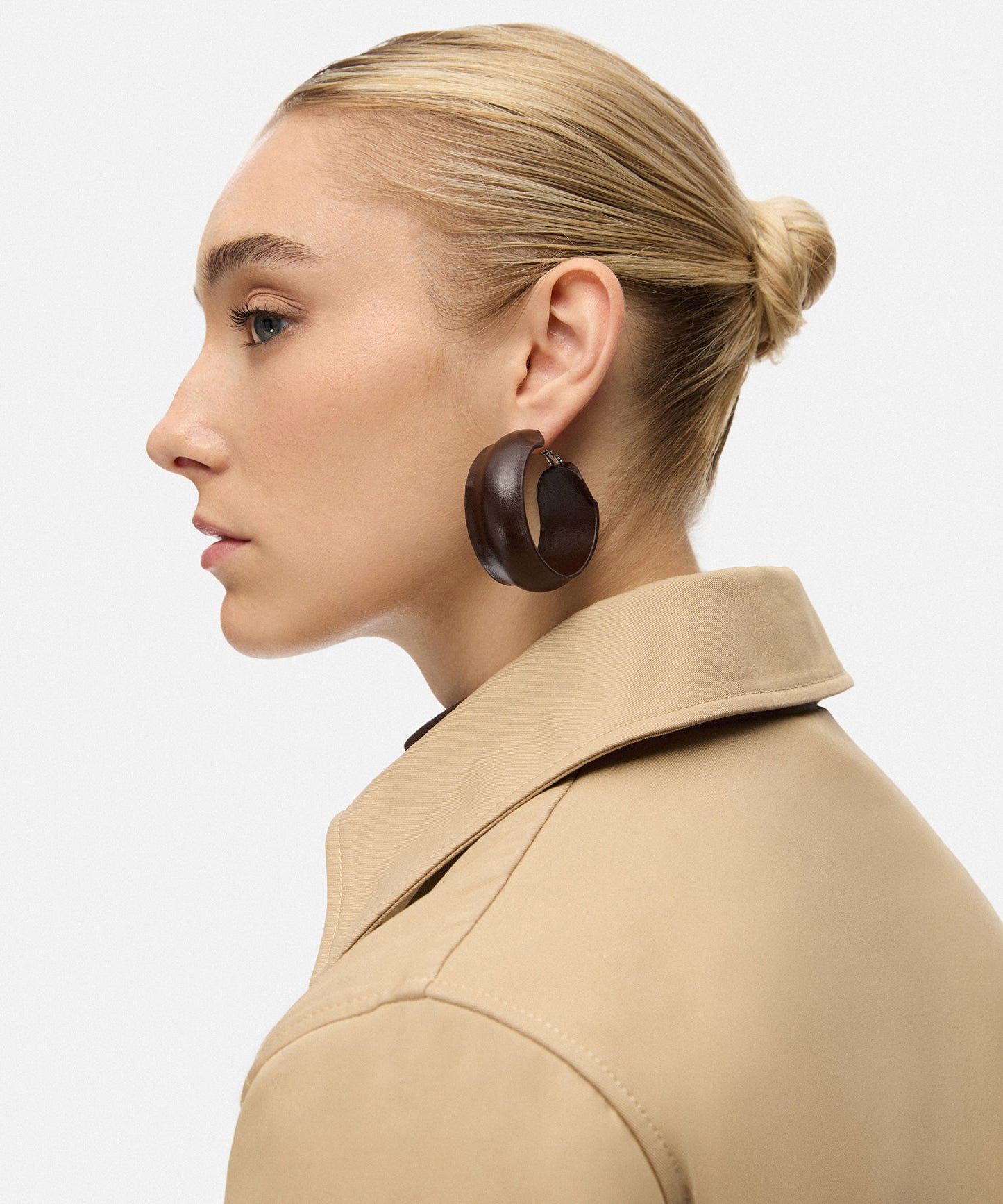 Deri Görünümlü Halka Küpe