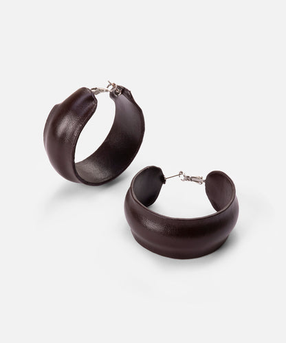 Deri Görünümlü Halka Küpe