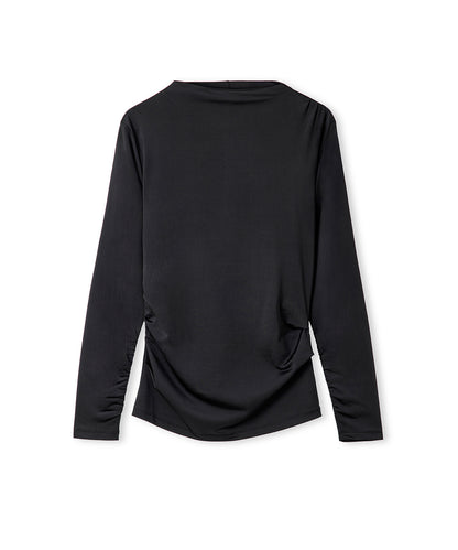 Büzgülü Yüksek Yaka Tişört