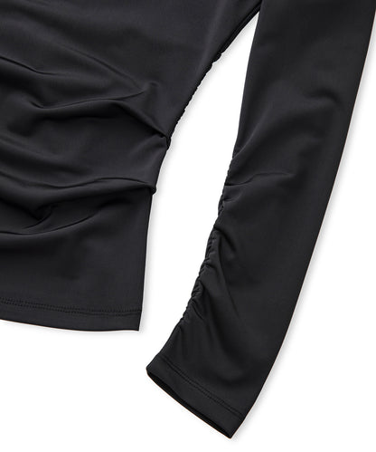 Büzgülü Yüksek Yaka Tişört