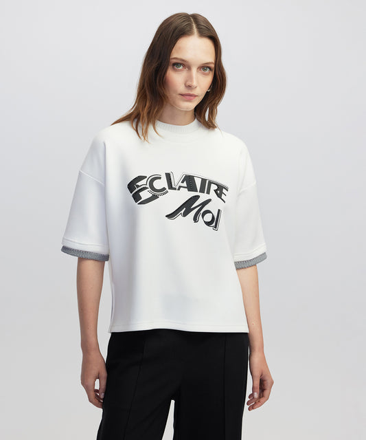 Slogan Baskılı Kumaş Mix Tişört