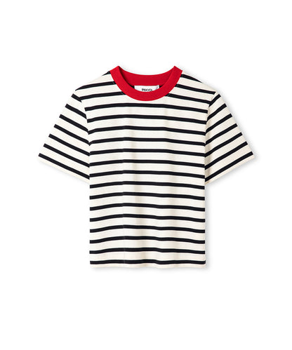 Kontrast Yaka Çizgili Tişört