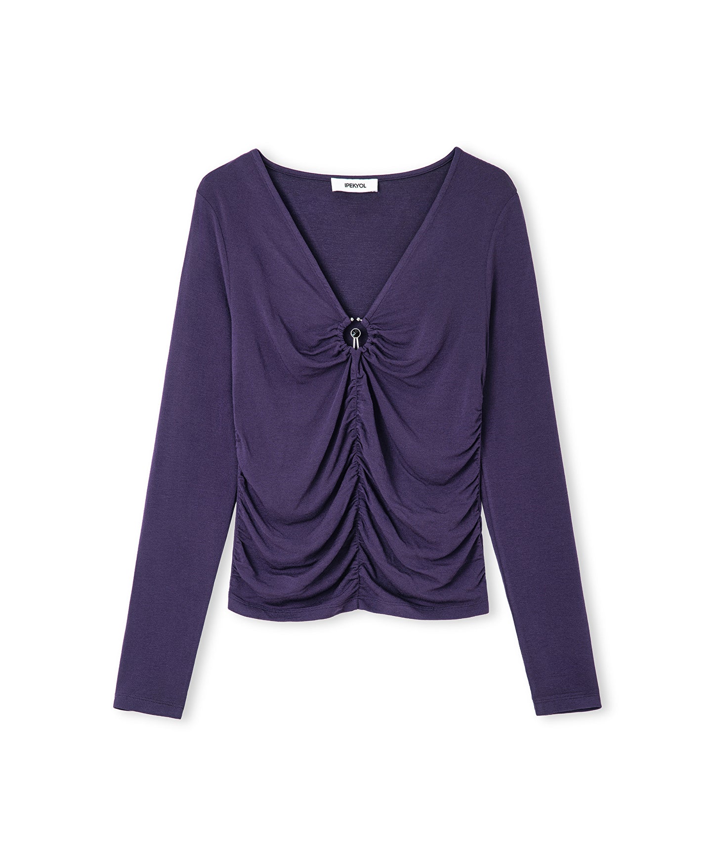 Metal Aksesuarlı Büzgülü Tişört